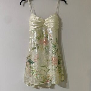 Windsor Cream Floral Sequin Mini Dress
